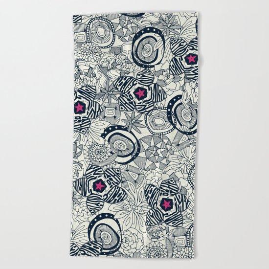 succulents ivory pink star Beach Towel