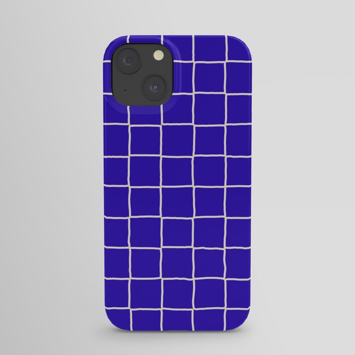 Bold Navy Blue Checkered Tiles iPhone Case