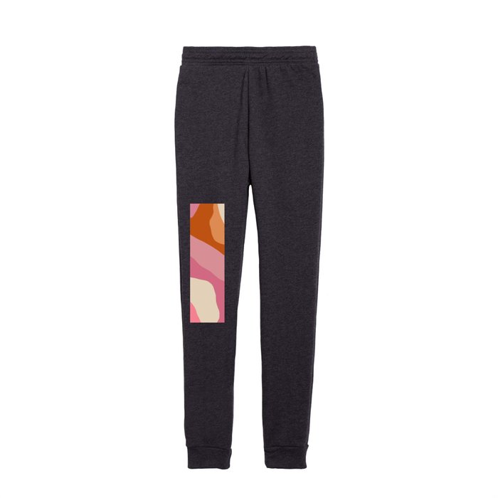 Organic Forms Modern Abstract Pattern in Thulian Pink and Burnt Orange Kids Joggers