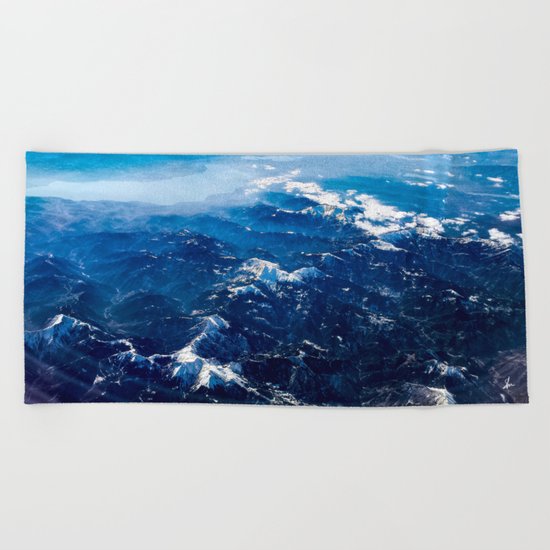 Mountains with snow winter nature Beach Towel