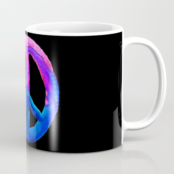 Pink Blue Watercolor Tie Dye Peace Sign Coffee Mug By Laurabethlove Pink Blue Watercolor Tie Dye Peace Sign Coffee Mug