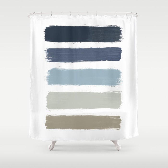 Blue Taupe Stripes Shower Curtain By Paperpixelprints Society6