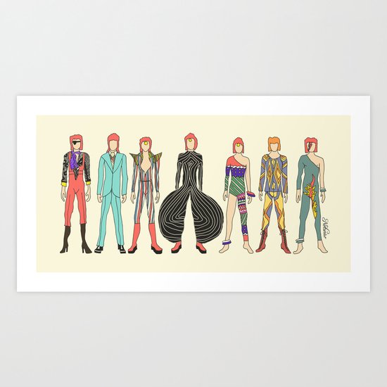 7 Red Head Bowies Art Print