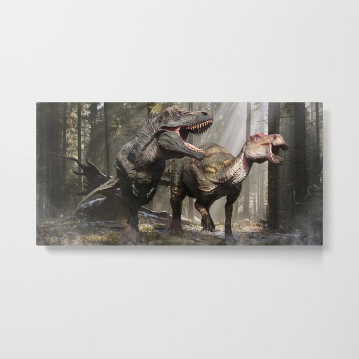 Tyrannosaurus hunting edmontosaurus Metal Print