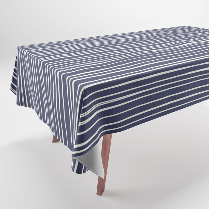 Navy Blue & White Lines  Tablecloth