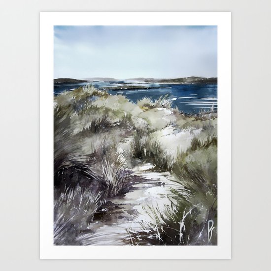 Cold seashore grass Art Print