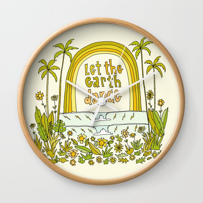 let the earth dance // retro surf art by surfy birdy Wall Clock