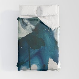 Untamed: a pretty, minimal, abstract painting in blue, white and gold by Alyssa Hamilton Art  Duvet Cover