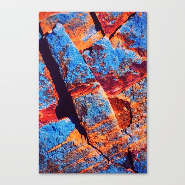 Abstract, black red, blue, surface building painting Canvas Print