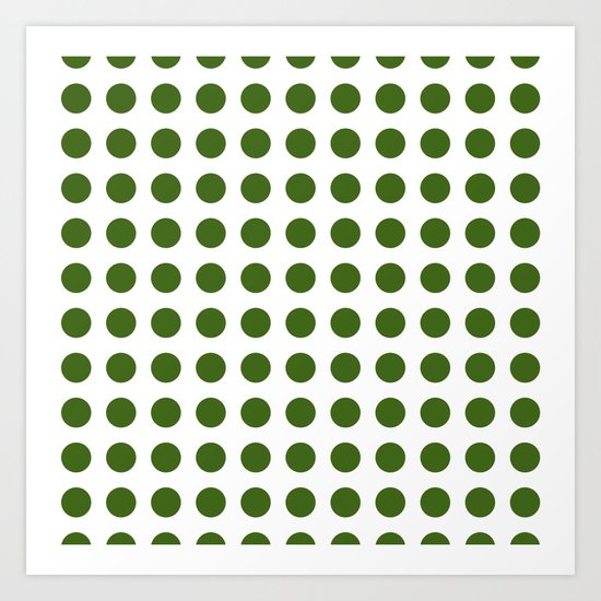 Simply Polka Dots in Jungle Green Art Print