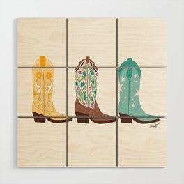 Cowboy Boots Illustration (Bright Palette) Wood Wall Art