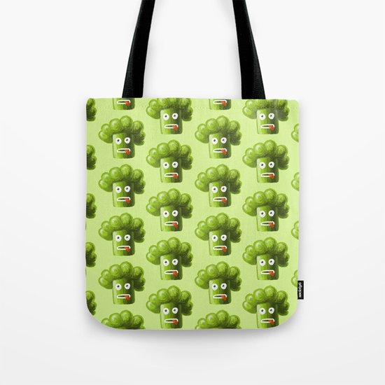 Green Funny Cartoon Broccoli Tote Bag