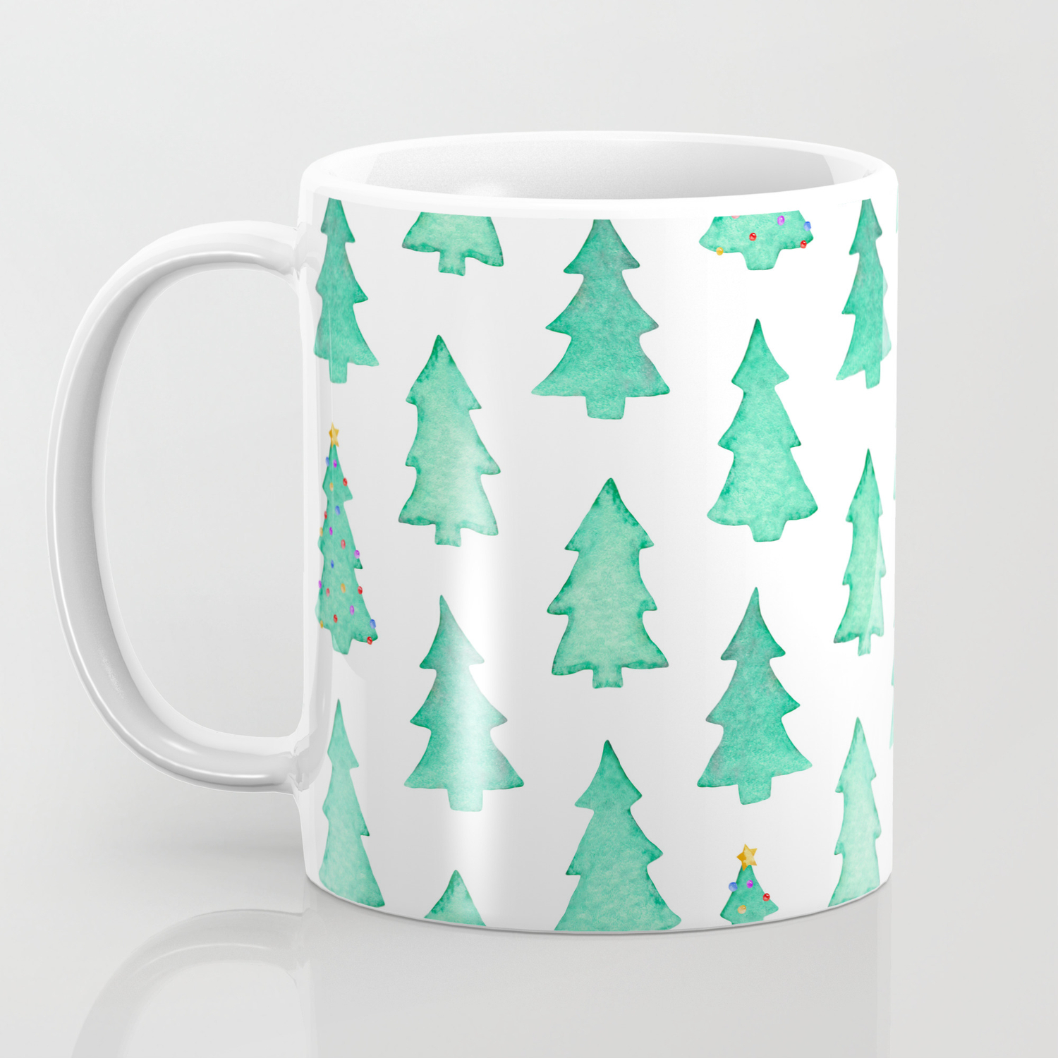 Christmas Trees With One Decorated Tree Coffee Mug By
