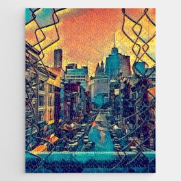 New York City skyline and Chinatown neighborhood in Manhattan Jigsaw Puzzle