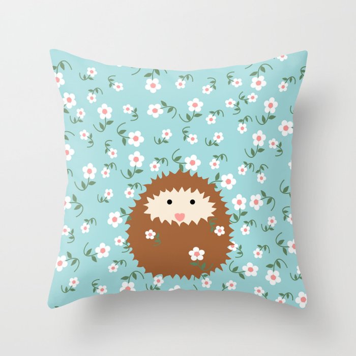 Hedgie in Spring Throw Pillow