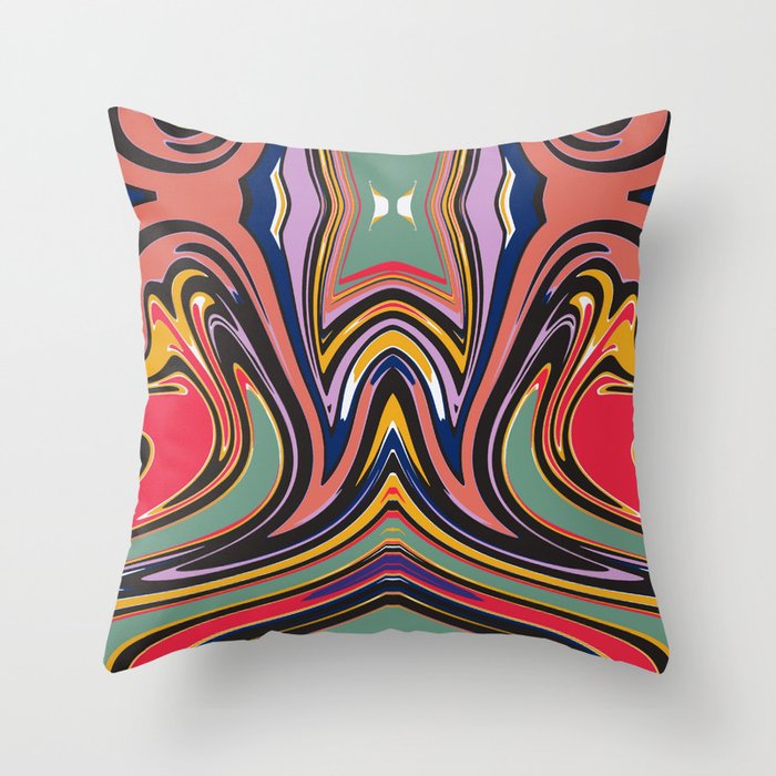 Symmetrical liquify abstract swirl 08 Throw Pillow