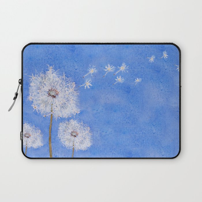 flying dandelion watercolor painting Laptop Sleeve