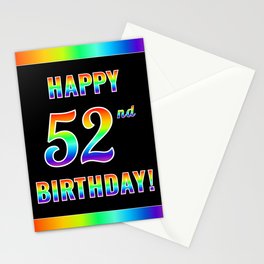 [ Thumbnail: Fun, Colorful, Rainbow Spectrum “HAPPY 52nd BIRTHDAY!” Stationery Cards ]