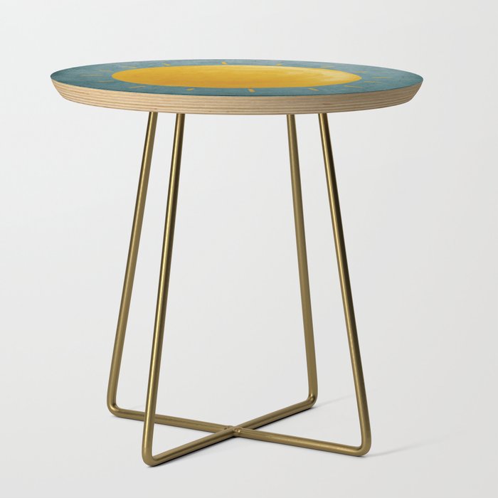 Yellow Sun On Turquoise Grunge Texture Side Table
