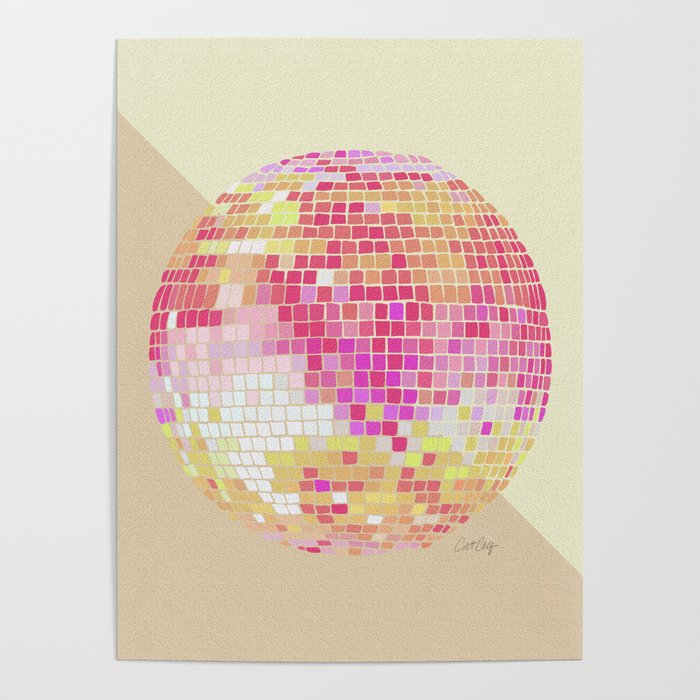 Disco Ball – Pink Ombré Poster