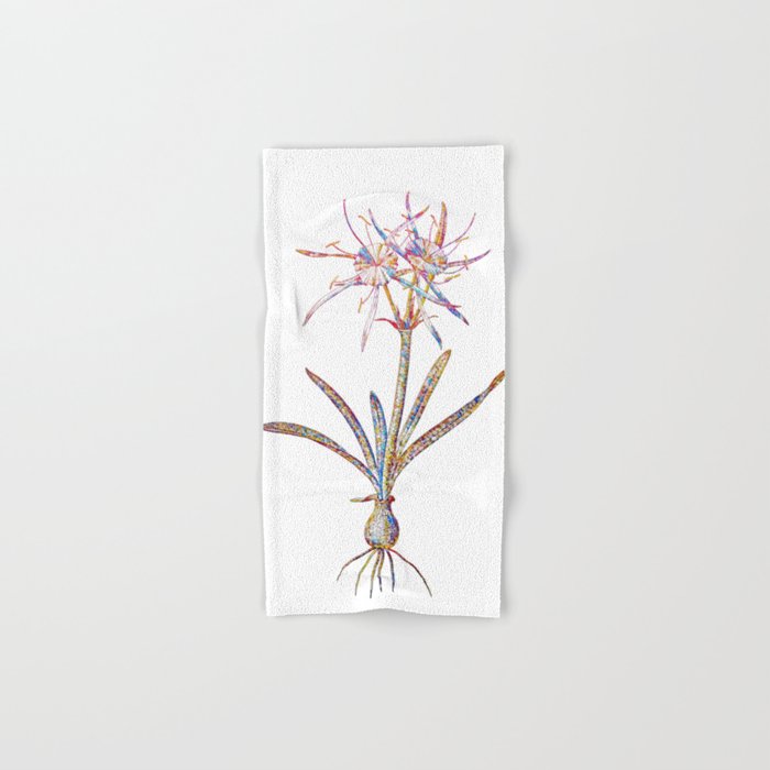 Floral Streambank Spiderlily Mosaic on White Hand & Bath Towel