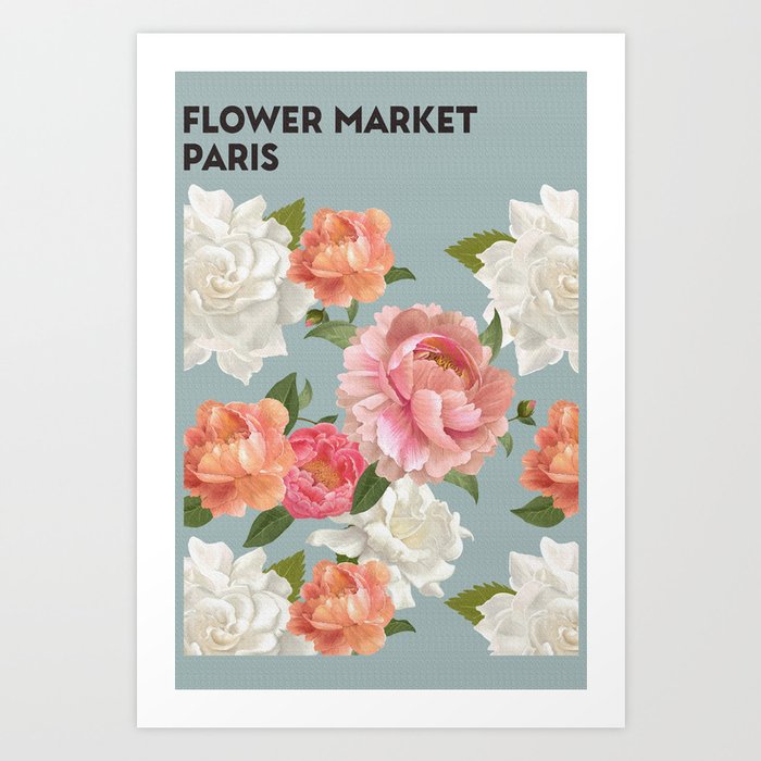 Flower market Paris Art Print
