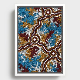 Authentic Aboriginal Art - Wetland Dreaming Framed Canvas