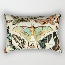 French Vintage Butterflies Chart Adolphe Millot Papillons Larousse Pour Tous Cozy Boho Maximalist Rectangular Pillow