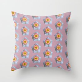 Pattern with blooming cactus Throw Pillow