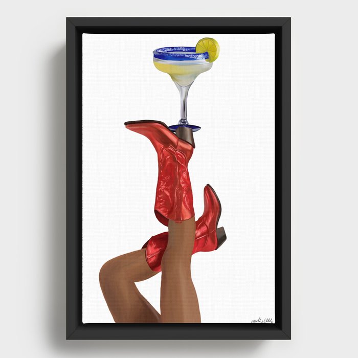Red Boots and Margarita Framed Canvas