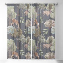 Wild Animal Bear Deer Pattern Sheer Curtain