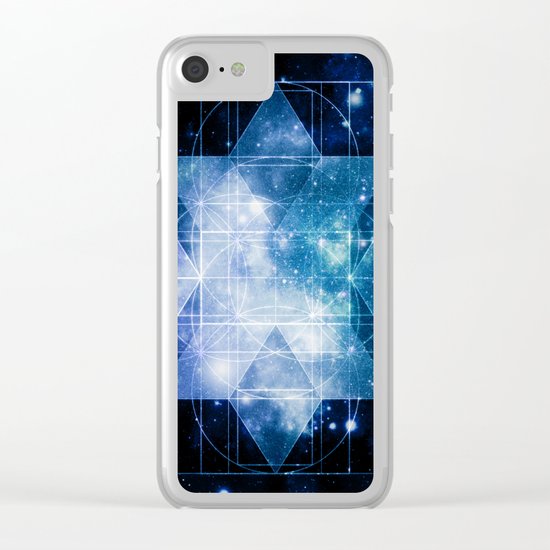 galaxy sacred geometry Turquoise Teal Clear iPhone Case