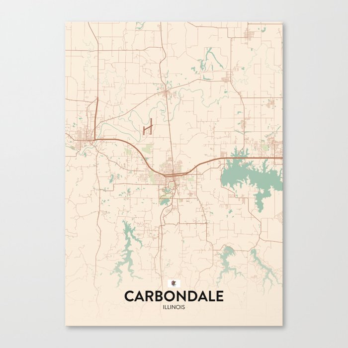 Carbondale, Illinois, United States - Vintage City Map Canvas Print