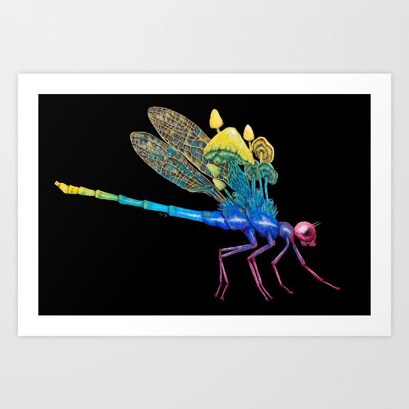 Watch Your Back Rainbow Dragonfly Art Print By Petitplat Society6