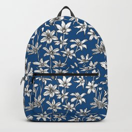 Blue Glory of the Snow Backpack | Garden, Gloryofthesnow, Floral, Repeat, Nature, Black, Handdrawn, Blue, Flowers, Digital 