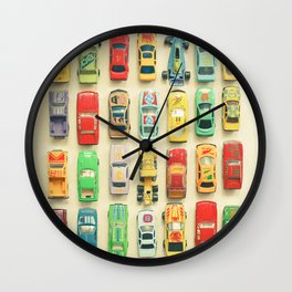 Car Park Wall Clock | Color, Cars, Boys Art, Toys, Photo, Racing Cars, Red, Kids Art, Cassia Beck, Multicoloured 
