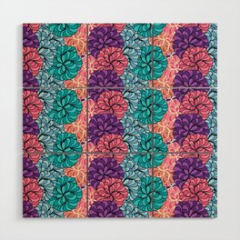 pink black blue dahlia sun lovers courtyard garden Wood Wall Art