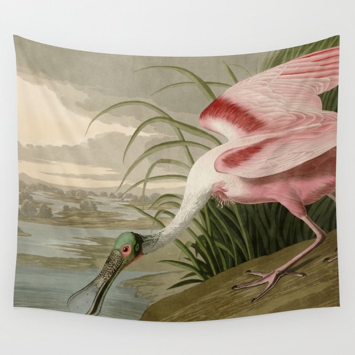 Roseate Spoonbill from Birds of America by John James Audubon Wall Tapestry