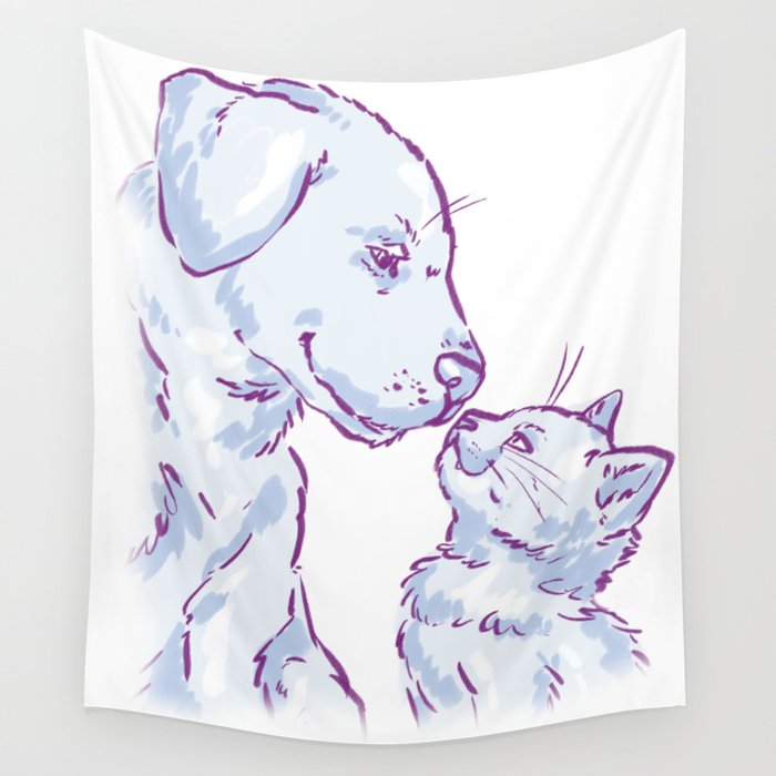love cat and dog wall tapestry by fufunholand
