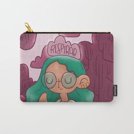 Breathe baby Carry-All Pouch | Turquoise, Glasses, Turquoisehair, Digital, Picnic, Drawing, Womenwithglasses, Pink, Woods, Breathe 