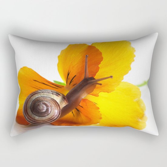 Little snail loves flowers Rectangular Pillow
