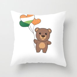 Bear With Ireland Balloons Cute Animals Happiness Throw Pillow