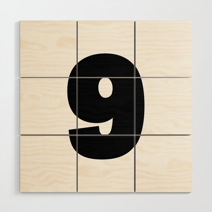 9 (Black & White Number) Wood Wall Art