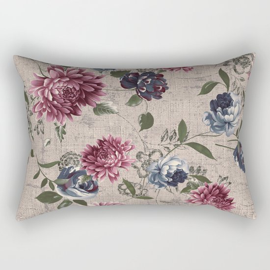 Floral Pattern Rectangular Pillow
