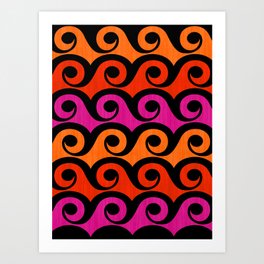 Surf's Up Waves Colorful Pattern  Art Print