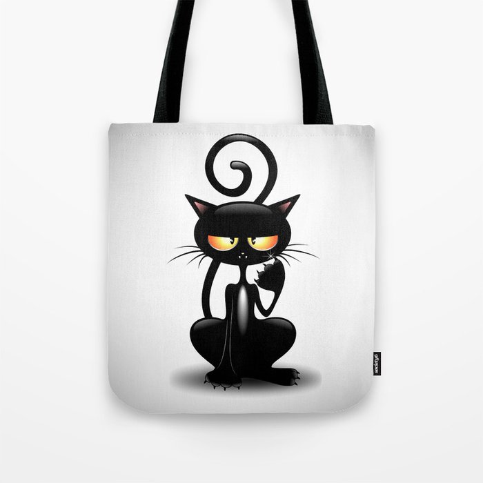 Cattish Angry Black Cat Cartoon Tote Bag By Bluedarkatlem Society6