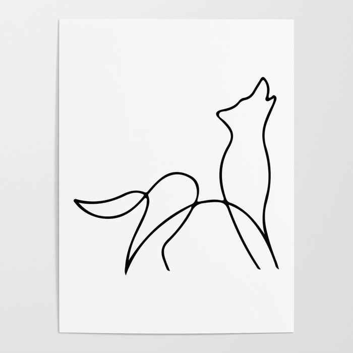 Picasso wolf Art - Minimal wolf Line Drawing Poster