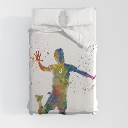 Volleyball player in watercolor Duvet Cover