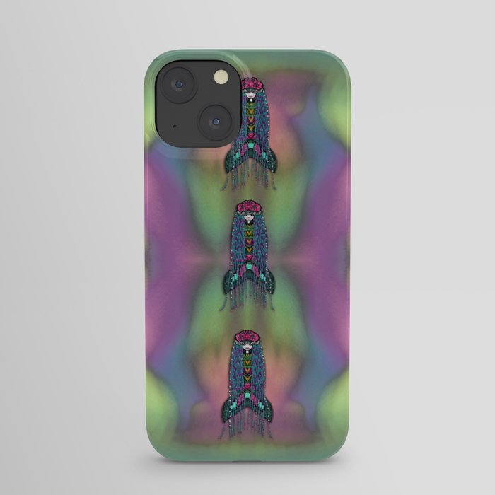 mermaids with unicorn hair in the sea in modern calm style iPhone Case