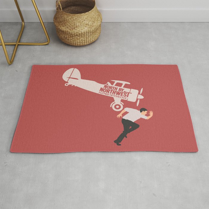 North By Northwest Alfred Hitchcock Minimalist Movie Poster Thriller Cary Grant Eva Marie Saint Rug By Stefanoreves